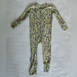 Dream Jamms (Dreamiere) Bamboo Print 2-Way Pastel Nature Print Zip Romper: 0-3M
